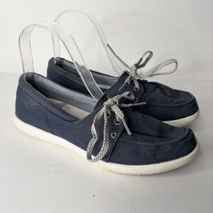 Crocs Walu II Canvas Loafer Boat Shoe Casual Navy Blue Women Size 7